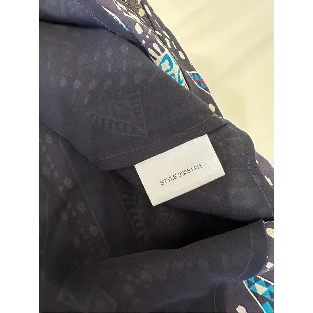 Tory Burch Camilla Dasha Silk Blue and Black Print Dress Size 4